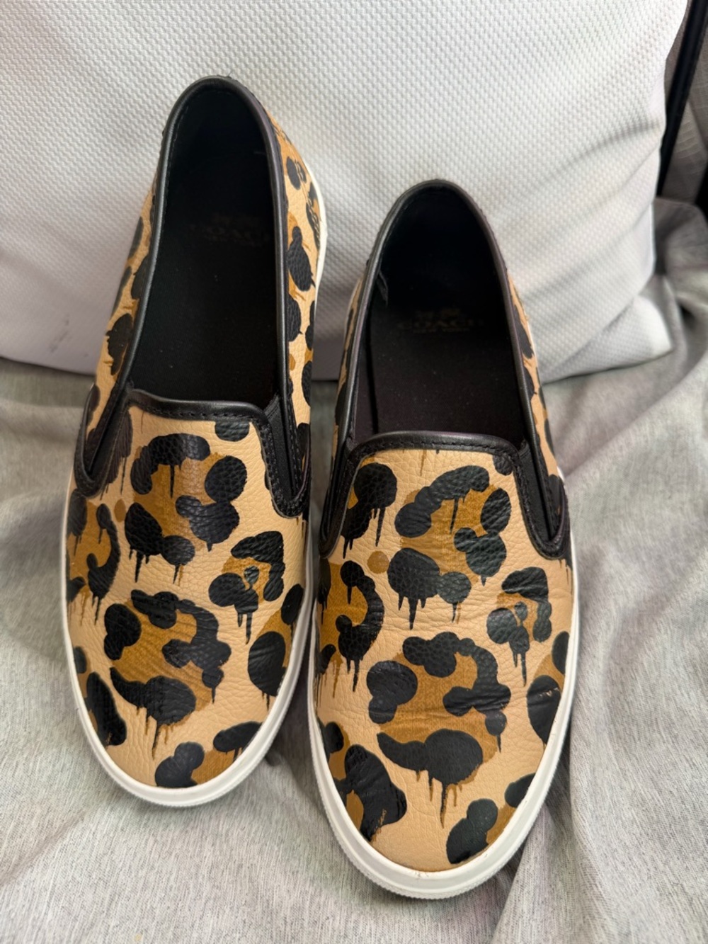 Coach Leopard-Print Slip-On Flats in Tan and Black
